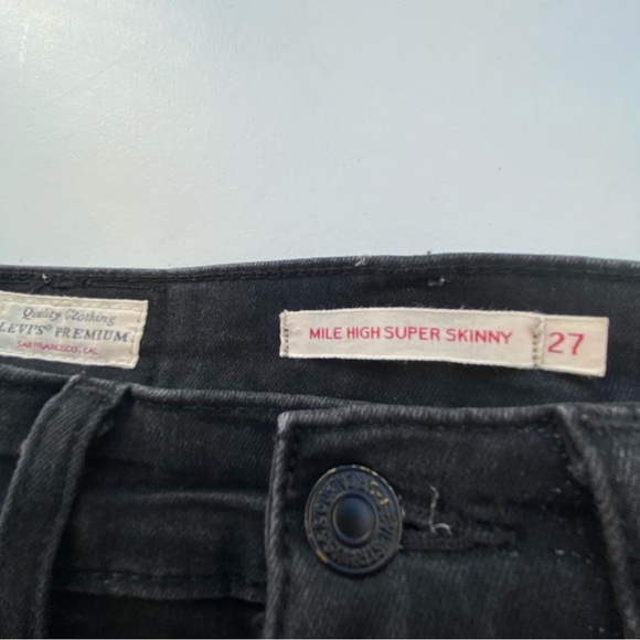 Levis Mile High Super Skinny Jeans Size 27 Black Premium Denim Pants - Picture 10 of 11